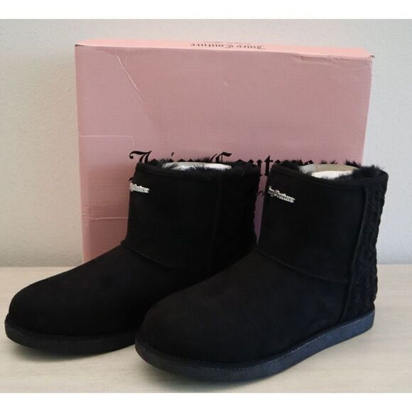 Juicy Couture B3262SW Women’s Sz 9 Black Kave Faux Fur Lining Winter Boots - Picture 2 of 9